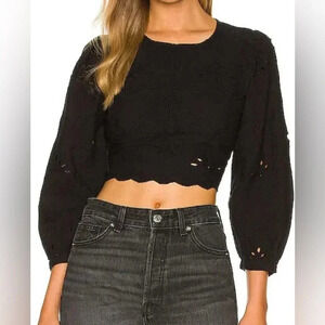 Cleobella Everette Eyelet Blouse Black Size Medium